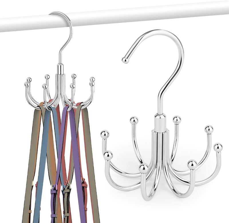 ZEDODIER 2 Pack Purse Hanger Organizer for Closet, Rotatable Sturdy Purses Holder Holds 16 Bags, Metal Space Saving Closet Organizers and Storage, Silver - Image 1