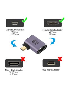 Excefore Micro HDMI to HDMI Adapter, 3 Pcs 8K 90 Degree Left and Right Angle, Micro HDMI Male to HDMI Female Cable, for Sony A6000, Raspberry Pi 4, GoPro Hero 7 and Other Sport Camera  - Image 5