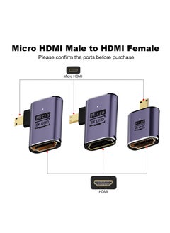 Excefore Micro HDMI to HDMI Adapter, 3 Pcs 8K 90 Degree Left and Right Angle, Micro HDMI Male to HDMI Female Cable, for Sony A6000, Raspberry Pi 4, GoPro Hero 7 and Other Sport Camera  - Image 2