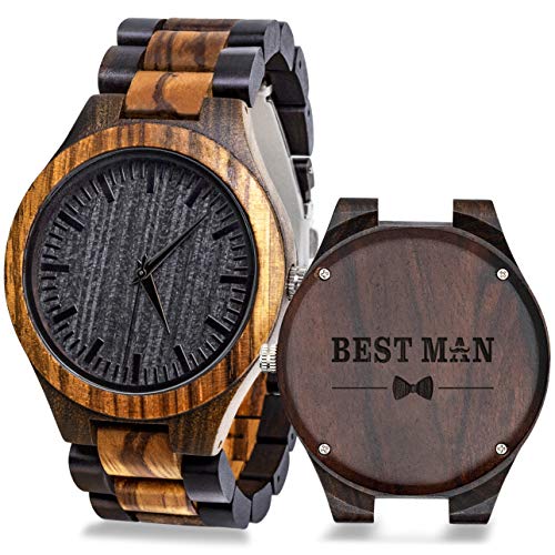 kullder Groomsmen Gifts for Wedding Personalized Engraved Watch for Best Man Mens Custom Wooden Watches for Men Personalized Best Man Gifts Ideas - Image 1