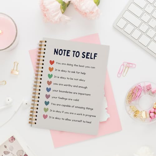 PLKMN Note to Self Mental Health Notebook, Self Love Gifts, Mental Health Journal for Women, Inspirational Mental Health Gifts, Therapy Journal for Mental Health, Spiral Notebook 5.5x8.3 Inch - Image 2
