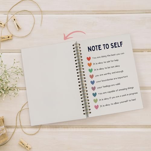 PLKMN Note to Self Mental Health Notebook, Self Love Gifts, Mental Health Journal for Women, Inspirational Mental Health Gifts, Therapy Journal for Mental Health, Spiral Notebook 5.5x8.3 Inch - Image 5