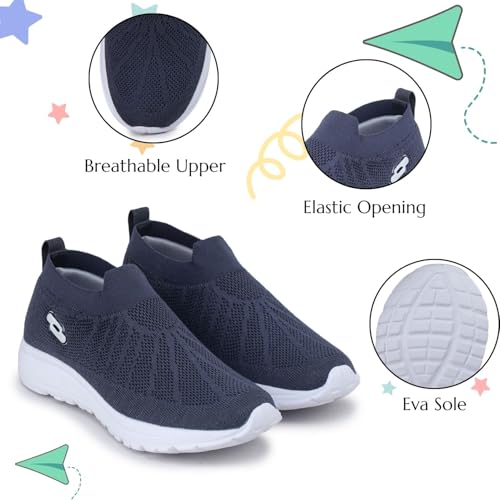 TRASE Sports Slip-On Shoes for Kids | Knitted Upper Lightweight Footwear for Boys & Girls | Comfortable EVA Sole and Breathable Shoes for Walking & Play (Dark Grey, 12C UK) - Image 2