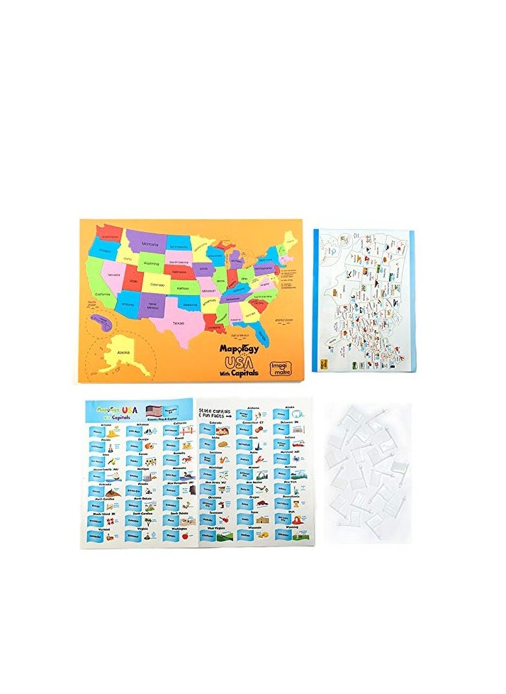 Imagimake - Imagimake : Mapology World And Usa With Capitals- Learn World And Usa States Along With Their Capitals And Fun Facts- Fun Jigsaw Puzzle- Educational Toy For Kids Above 5 Years - Image 1