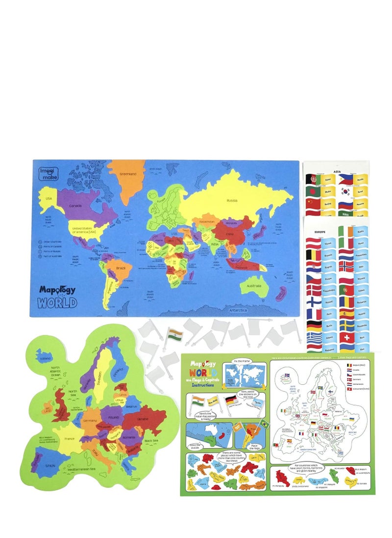 Imagimake - Imagimake : Mapology World And Usa With Capitals- Learn World And Usa States Along With Their Capitals And Fun Facts- Fun Jigsaw Puzzle- Educational Toy For Kids Above 5 Years - Image 1
