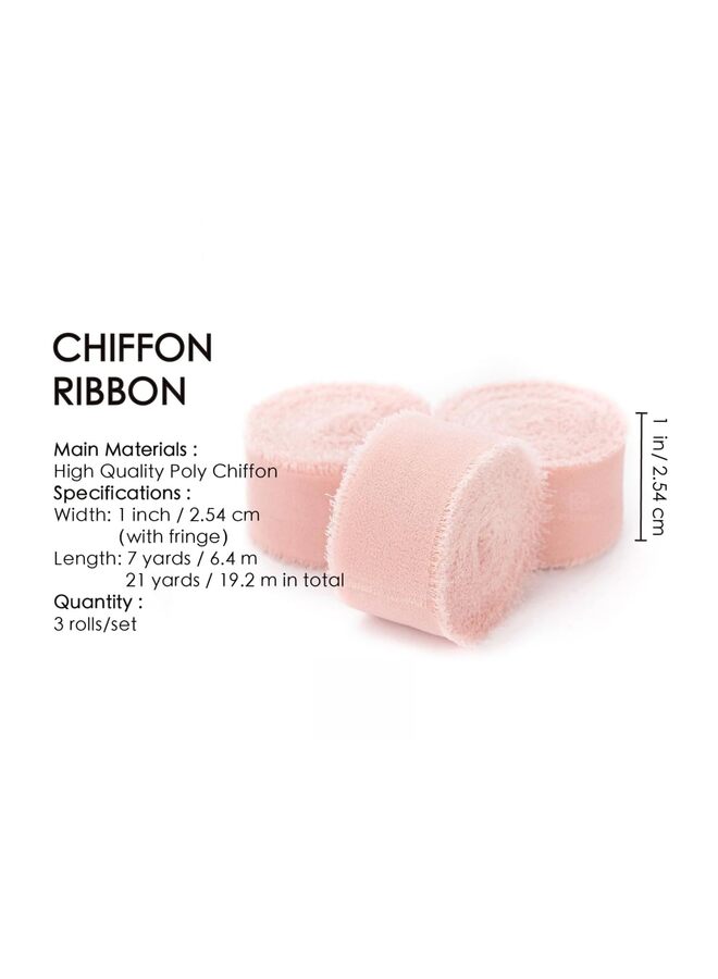 LAMAY 3PCS Chiffon Ribbon Mixed Color Ribbon Set Tassel Fabric for Wedding Invitations, Bridal Bouquets, Party Decorations, Gift Wrapping, Bow Making (Pink) - Image 2