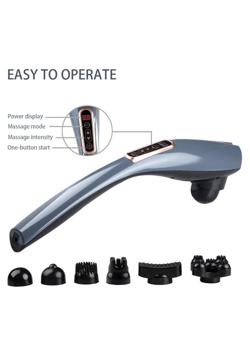 جهاز تدليك محمول متطور - قوة معززة، بناء أخف، تشغيل هادئ، سرعات وأوضاع متعددة، تصميم ذكي مع 6 رؤوس للتدليك، لاسلكي وقابل لإعادة الشحن لتخفيف الأنسجة العميقة - Image 3