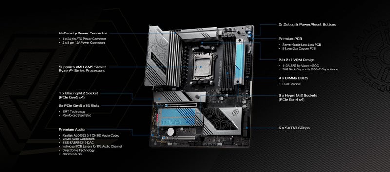 ASRock AMD X870E Taichi Lite Ryzen Socket AM5 DDR5 DIMMs 8200 256 GB X870 EATX Motherboard 5G LAN M.2 USB4 WiFi7 - Image 3