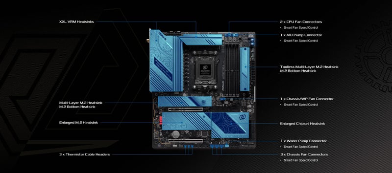 ASRock AMD X870E Taichi Lite Ryzen Socket AM5 DDR5 DIMMs 8200 256 GB X870 EATX Motherboard 5G LAN M.2 USB4 WiFi7 - Image 4