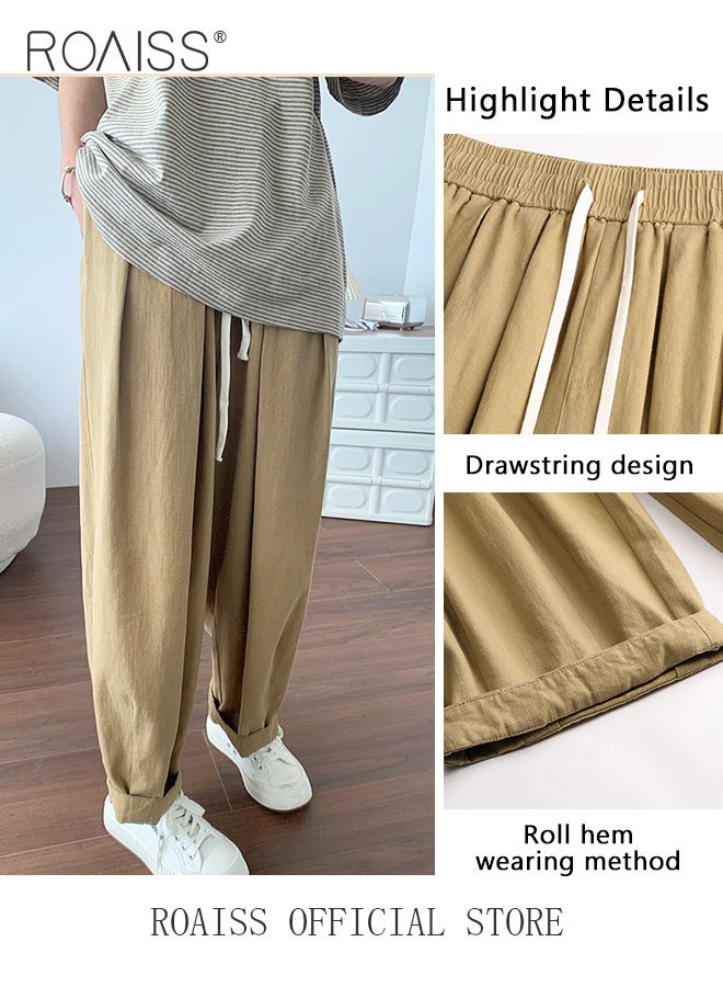 roaiss Women High Waisted Wide Leg Pants with Loose Fit High Waisted Design Casual Workwear Trousers with Skin Friendly Fabric Fashionable and Versatile Suitable for Work and School - Image 3