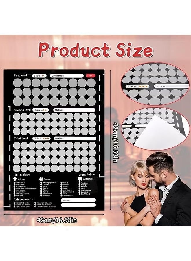 Scratch Off Poster for Couples with 104 Date Night Tasks, Romantic Game with Conversation Starters, Challenges and Fun Ideas, Couples Activity Gift for Relationship Bonding - Image 4