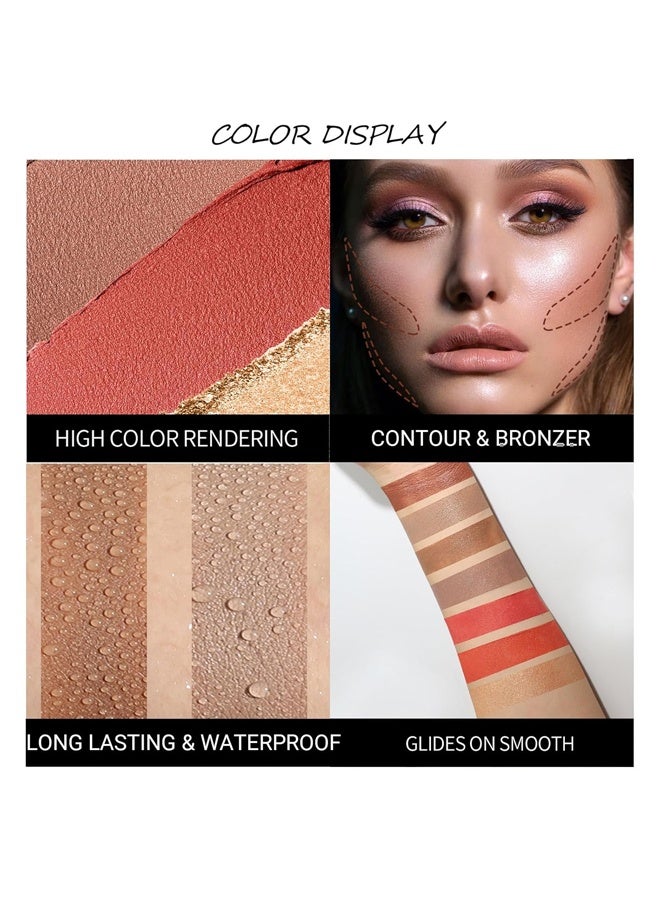 QIC 3pcs Face Contour Stick, Highlighter Stick Blush Stick Cream Contour Kit Makeup Set with Brush, Contouring Stick for Fair Skin, Concealer Stick Makeup for Beginner Women Teen Girls - Image 4