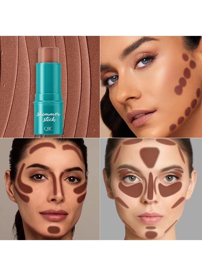 QIC 3pcs Face Contour Stick, Highlighter Stick Blush Stick Cream Contour Kit Makeup Set with Brush, Contouring Stick for Fair Skin, Concealer Stick Makeup for Beginner Women Teen Girls - Image 5