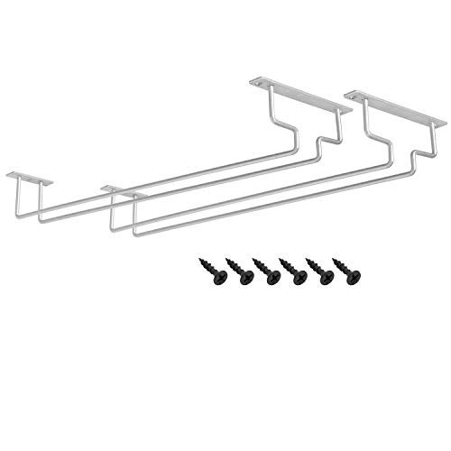 MOCOUM 2 Pack 15.6" Wine Glass Rack - Under Cabinet Stemware Rack, Holds Up To 10 Glasses (Silver, 2 Pack) - Image 4