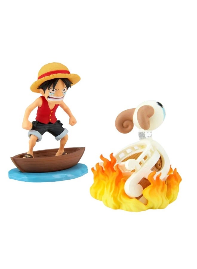 Banpresto World Collectable Log Stories One Piece Monkey D. Luffy & Going Merry Figure (8 Cm) - Image 1