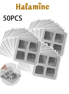 Halamine 50PCS Disposable Hair Drain Stickers Floor Drain Sticker, Disposable Shower Drain Cover Hair Catcher Shower Drain Mesh Stickers, Sewer Filter Screen, Bathroom, Laundry, Bathtub, Kitchen  - Image 1