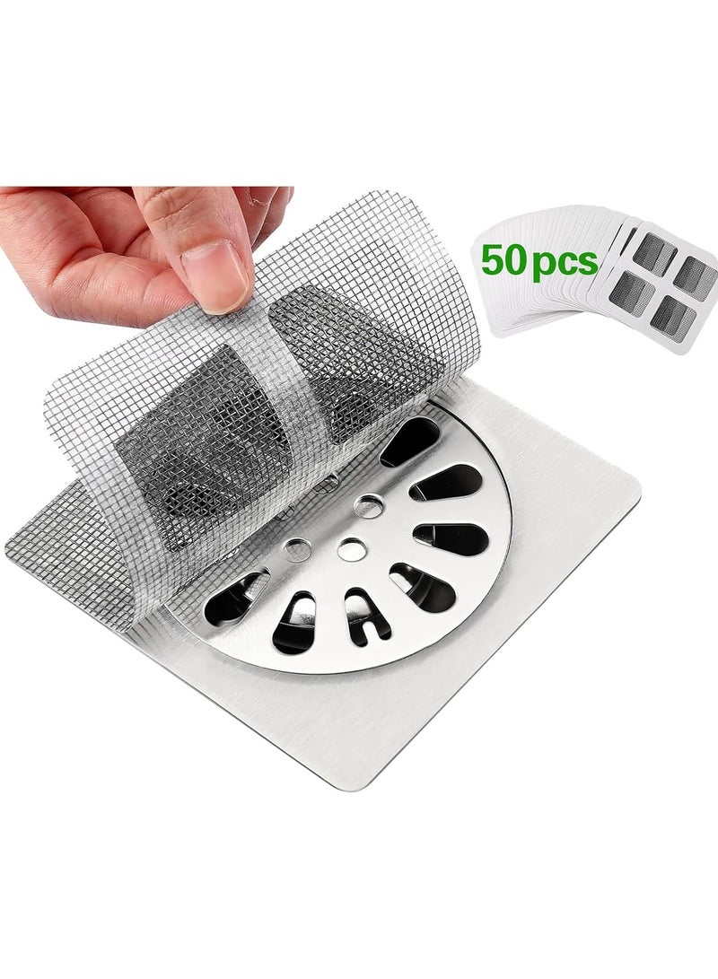 هالامين 50 قطعة من ملصقات تصريف الشعر للاستعمال مرة واحدة، ملصق تصريف الأرضية، غطاء تصريف الدش للاستعمال مرة واحدة، ملصقات شبكية لتصريف الشعر، شاشة تصفية المجاري، الحمام، الغسيل، حوض الاستحمام، المطبخ مصفاه حوض - Image 3