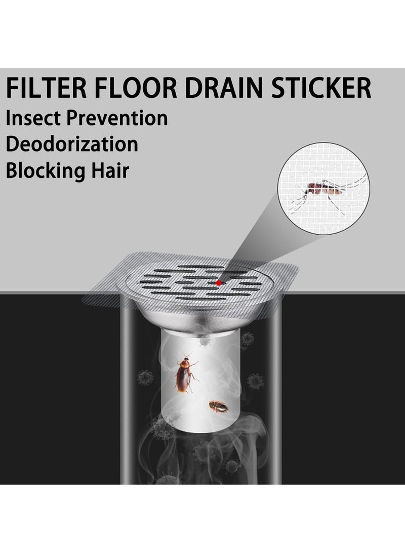 هالامين 50 قطعة من ملصقات تصريف الشعر للاستعمال مرة واحدة، ملصق تصريف الأرضية، غطاء تصريف الدش للاستعمال مرة واحدة، ملصقات شبكية لتصريف الشعر، شاشة تصفية المجاري، الحمام، الغسيل، حوض الاستحمام، المطبخ مصفاه حوض - Image 4