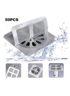 Halamine 50PCS Disposable Hair Drain Stickers Floor Drain Sticker, Disposable Shower Drain Cover Hair Catcher Shower Drain Mesh Stickers, Sewer Filter Screen, Bathroom, Laundry, Bathtub, Kitchen  - Image 1