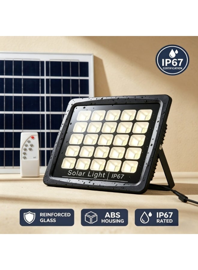 متقطع كشاف LED فائق السطوع يعمل بالطاقة الشمسية بقدرة 500 واط | مقاوم للعوامل الجوية بمعيار IP67 | جهاز تحكم عن بعد ذكي وخاصية التشغيل التلقائي من الغسق إلى الفجر | إضاءة واسعة للمساحات الكبيرة في الفيلات ومواقف السيارات - Image 5