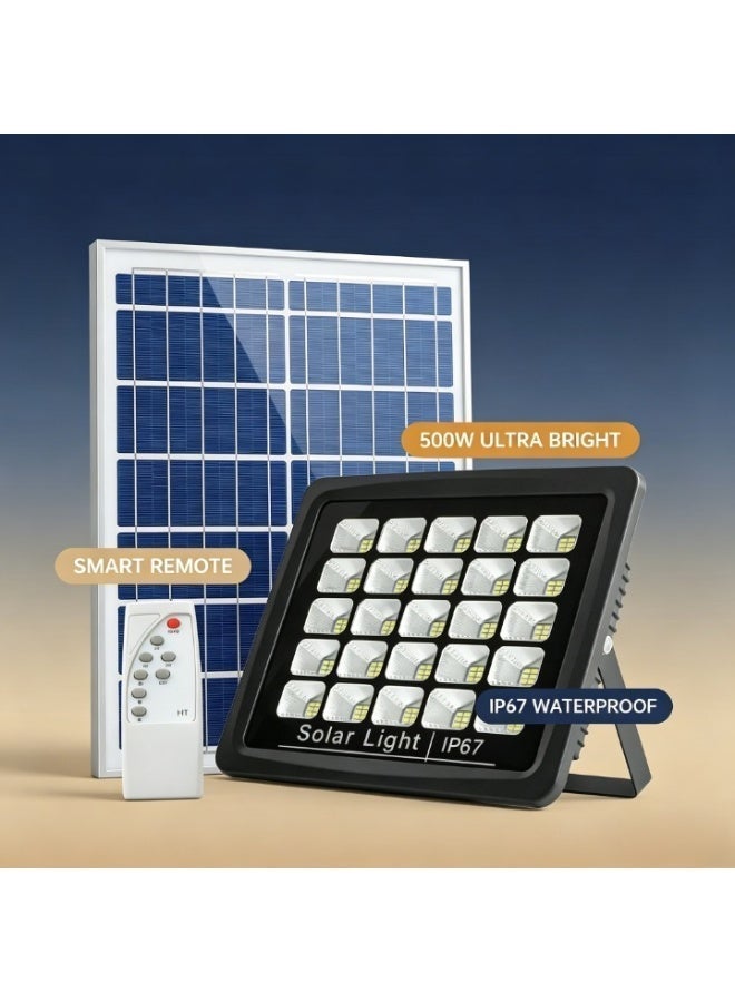 Ultra Bright 500W Solar Powered LED Floodlight | IP67 Heavy Duty Weatherproof | Smart Remote & Auto Dusk-to-Dawn | Large Area Lighting for Villa & Parking - Image 2