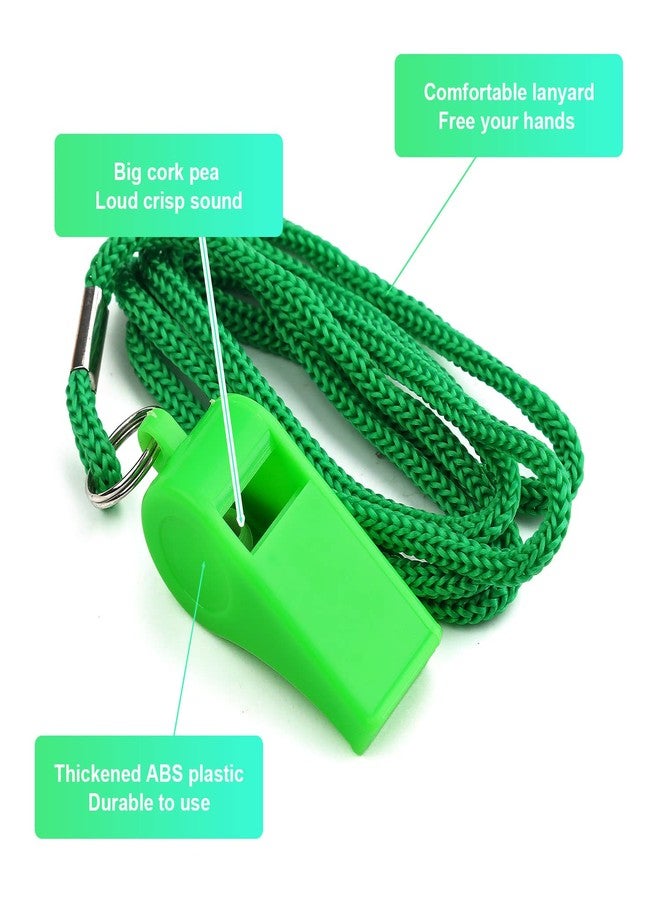 KINBOM 3pcs Plastic Whistles with Lanyard, Loud Sound Sport Whistle in Training Survival Emergency Sports for Referee Coach Teacher Dog Training (Yellow, Orange, Green) - Image 4