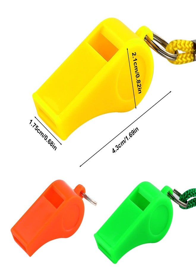 KINBOM 3pcs Plastic Whistles with Lanyard, Loud Sound Sport Whistle in Training Survival Emergency Sports for Referee Coach Teacher Dog Training (Yellow, Orange, Green) - Image 2