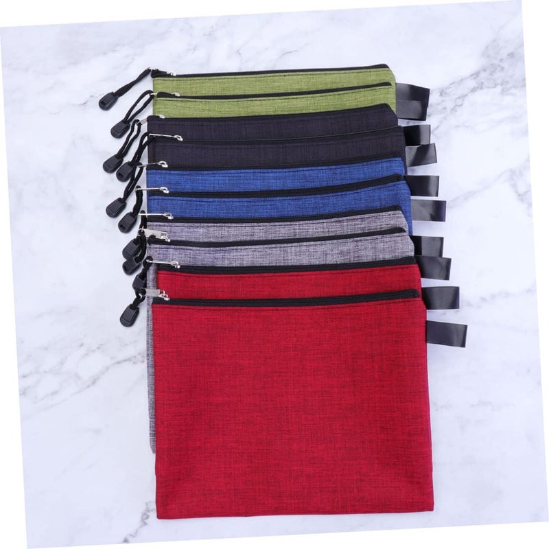 COHEALI 10pcs Oxford Cloth File Bag A4 Portable Waterproof Document Bag Zipper File Pouch Sturdy Document Storage Organizer for Travel School Office Colorful Size 2 - Image 2