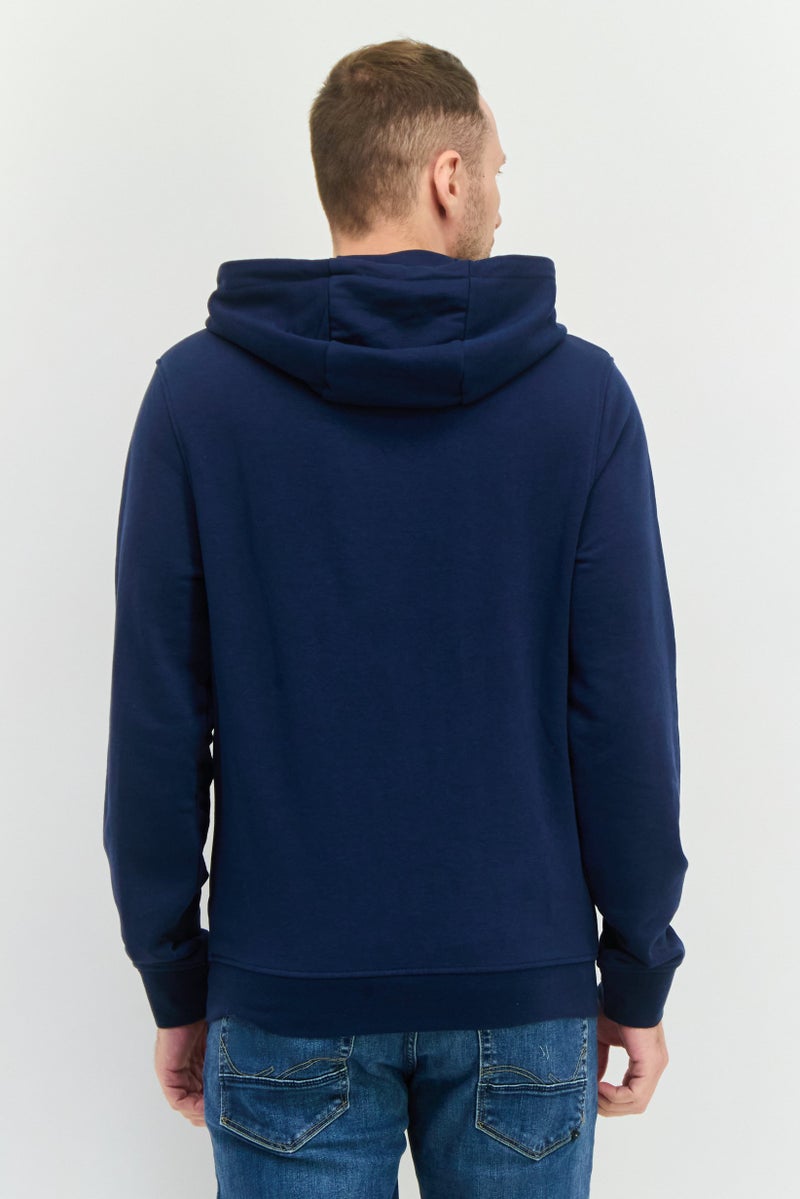 CROSSHATCH Men Hoodie Embroidered Logo Long Sleeves Sweatshirt, Navy - Image 2