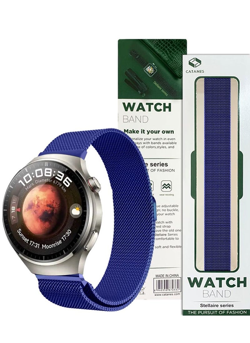 CATANES - 22mm Metal Milanese Watchband Compatible With Huawei 4,4 Pro Blue - Image 1