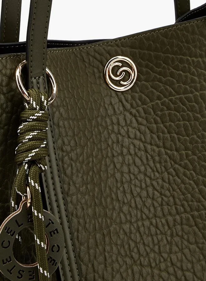 Celeste KHAKI Textured Tote Bag With Pouch for Women | Best Price UAE
