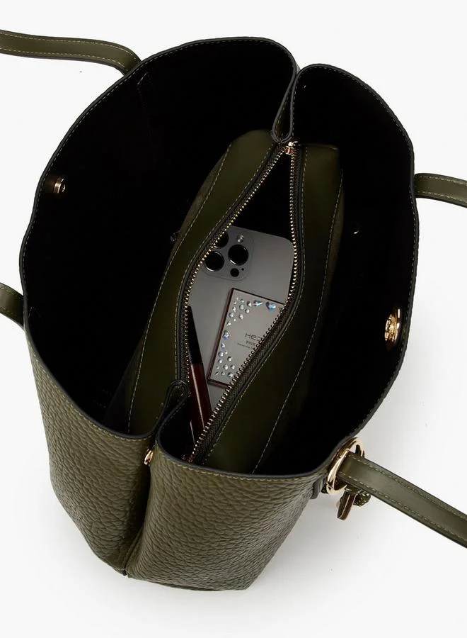 Celeste KHAKI Textured Tote Bag With Pouch for Women | Best Price UAE