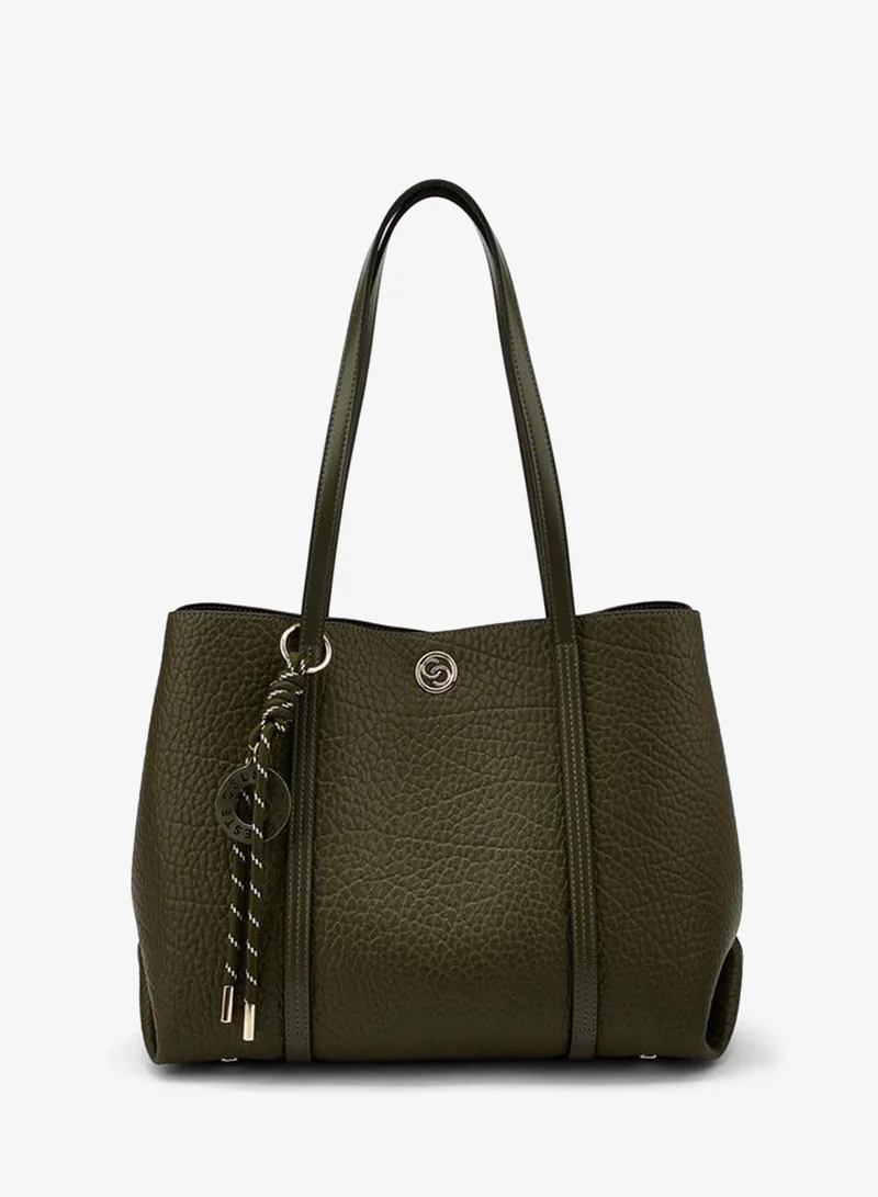 Celeste KHAKI Textured Tote Bag With Pouch for Women | Best Price UAE