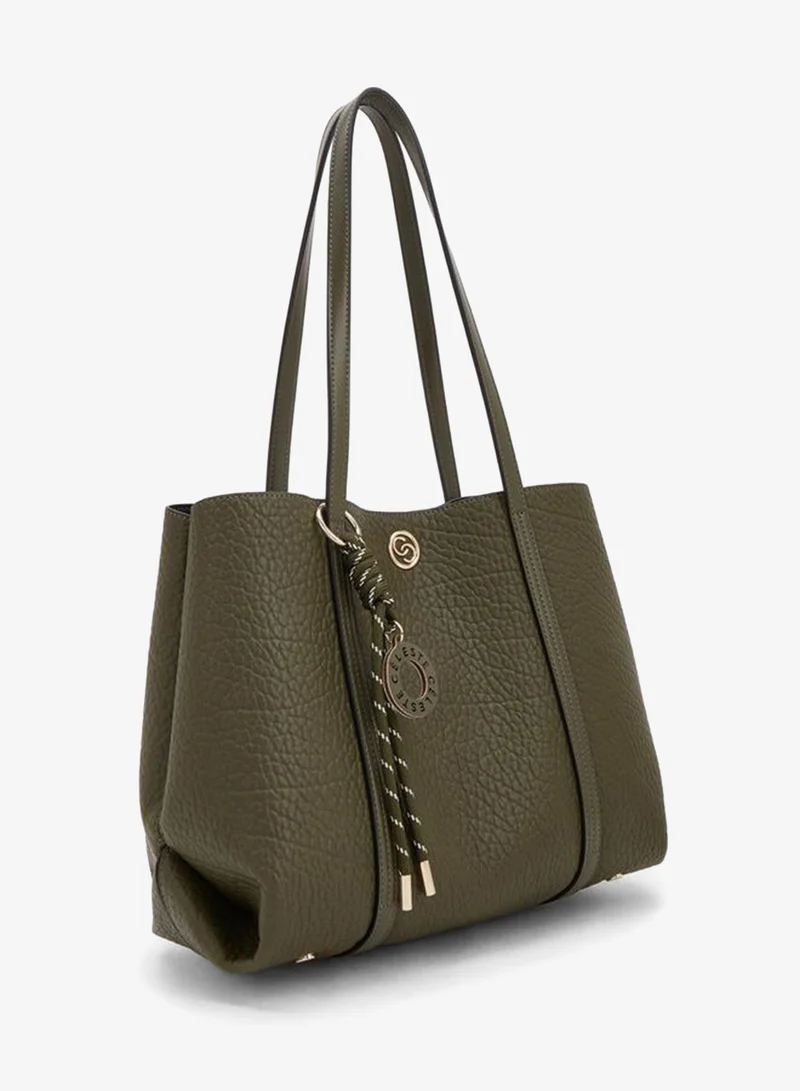 Celeste KHAKI Textured Tote Bag With Pouch for Women | Best Price UAE