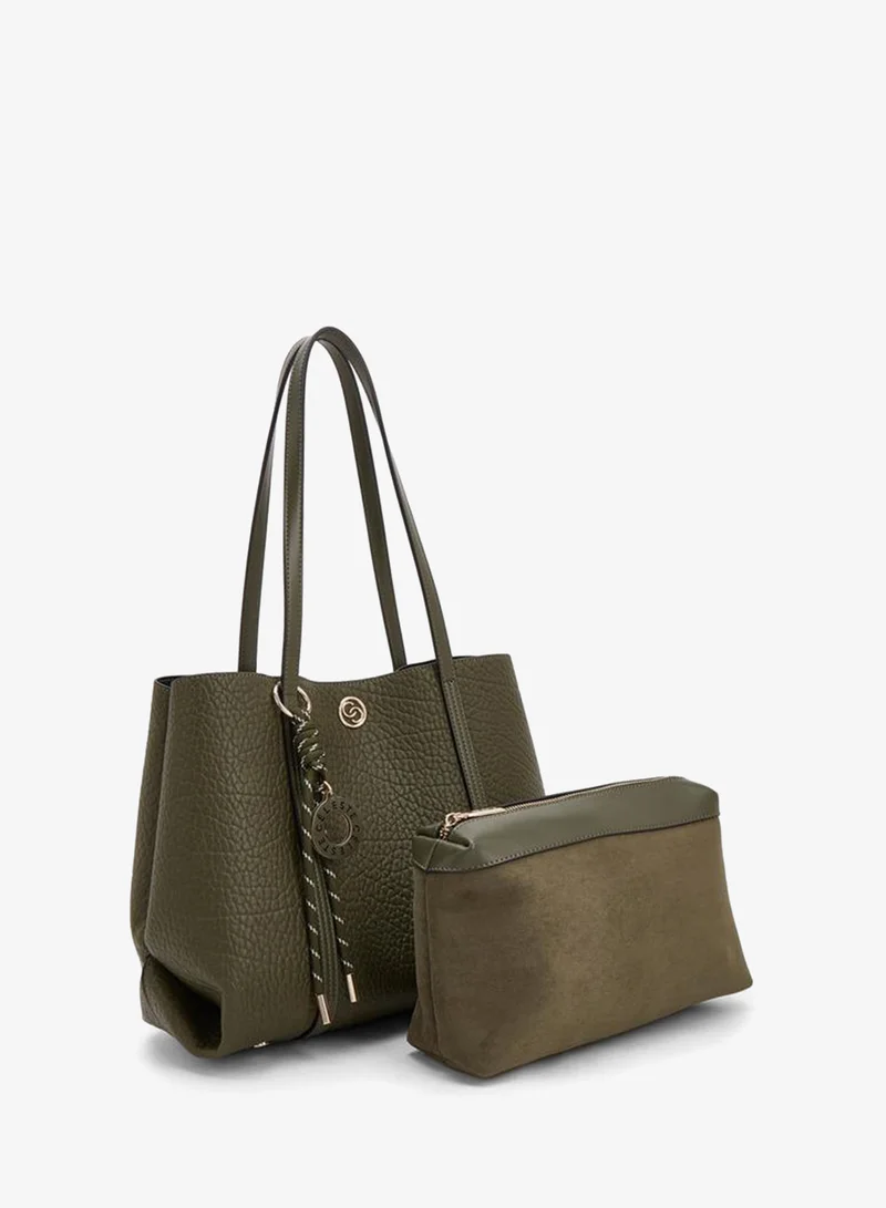 Celeste KHAKI Textured Tote Bag With Pouch for Women | Best Price UAE