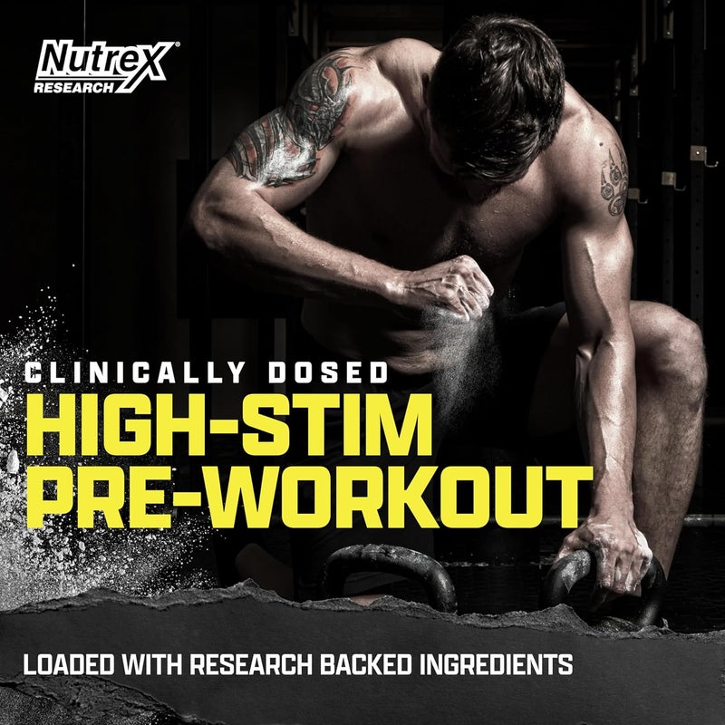 Nutrex Research OUTLIFT Amped Max Dosed HIGH STIM Pre Workout Powder 6G Citrulline 32G Beta Alanine Alpha GPC CognatiQ Extreme Energy Massive Pumps Electrolytes Nootropics Blueberry Lemonade  22 Serv - Image 3
