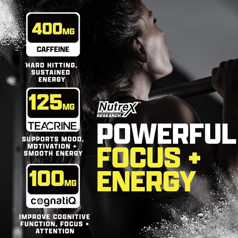 Nutrex Research OUTLIFT Amped Max Dosed HIGH STIM Pre Workout Powder 6G Citrulline 32G Beta Alanine Alpha GPC CognatiQ Extreme Energy Massive Pumps Electrolytes Nootropics Blueberry Lemonade  22 Serv - Image 2