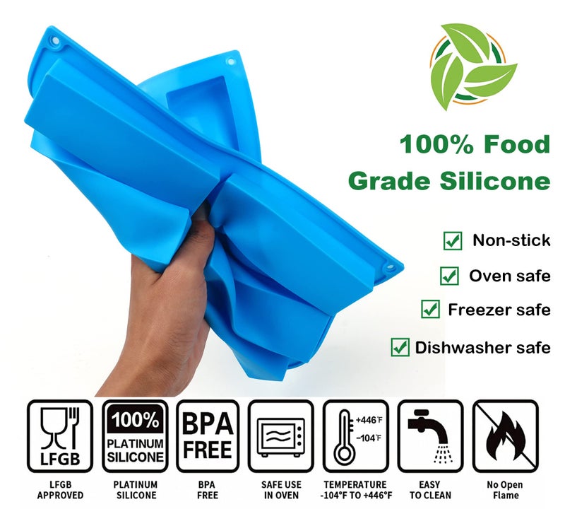 Sidosir 3Pcs Granola Bar Mold Silicone Mold, 8-Cavity Rectangle Molds for Energy Bar, Silicone Baking Molds for Large Granola Bar (3, Blue, 8-Cavity) - Image 5