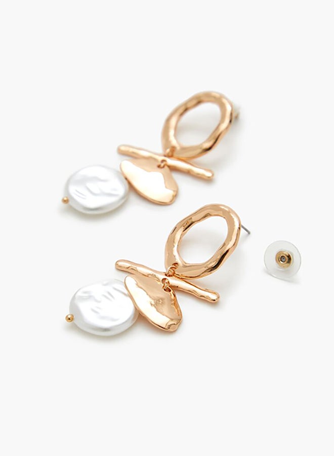 FOREVER 21 Geo Faux Pearl Drop Earrings  - Image 2