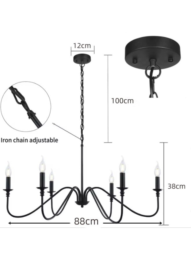 HI-FINE 6 Light Chandelier,Contemporary Light Fixture for Dining Room, Sleek Black Chandelier suitable for Elegant Areas, Hanging Ceiling Light for Farmhouse Style in Living Room, Kitchen, and Bedroom - Image 3