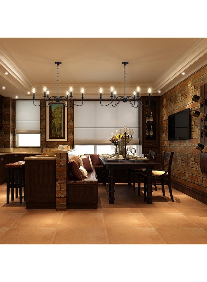 HI-FINE 6 Light Chandelier,Contemporary Light Fixture for Dining Room, Sleek Black Chandelier suitable for Elegant Areas, Hanging Ceiling Light for Farmhouse Style in Living Room, Kitchen, and Bedroom - Image 5