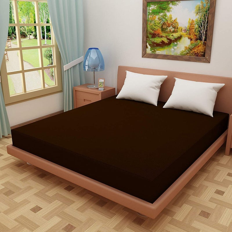 RUSTIC LINEN Waterproof Terry Cotton Feel Terry Mattress Protector Queen Size 60x78Inches65X6 Feet Queen Coffee - Image 1
