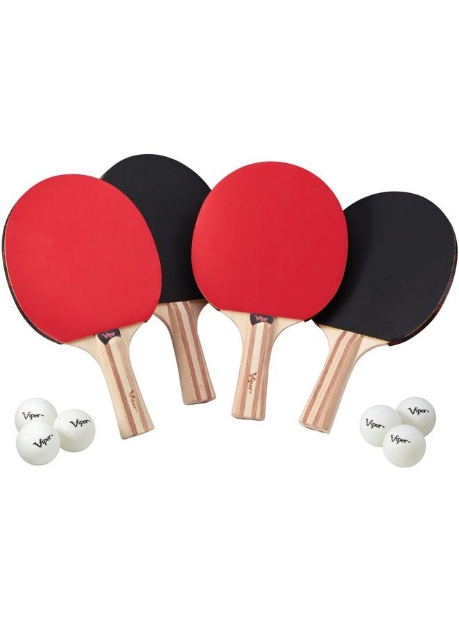 Viper Table Tennis Accessory Set, 4 Rackets/Paddles and 6 Balls - Image 1