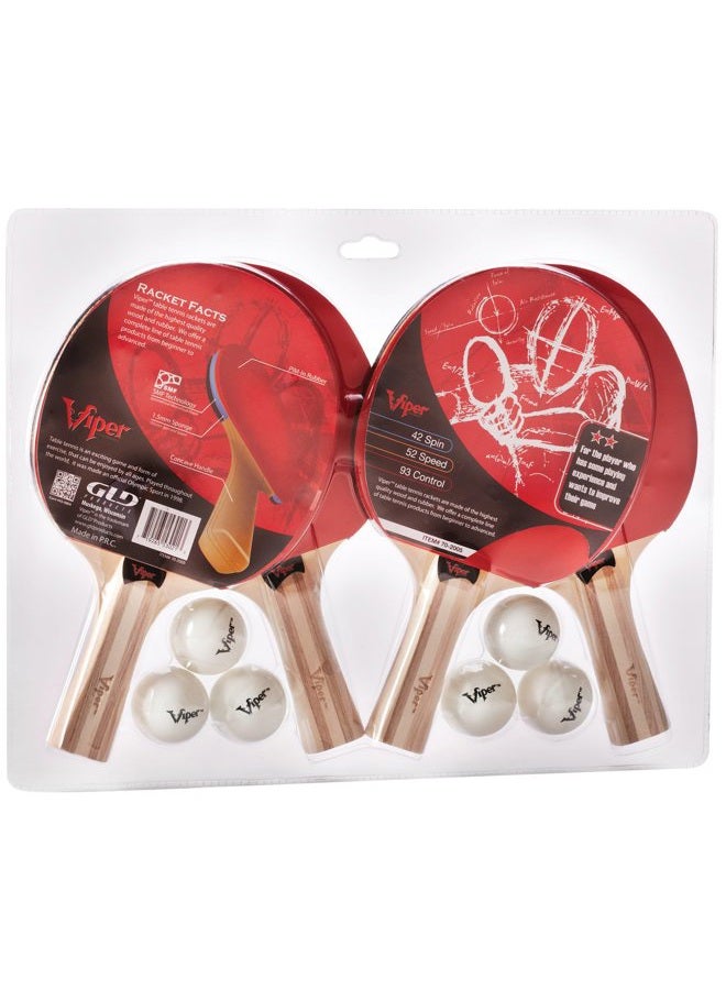 Viper Table Tennis Accessory Set, 4 Rackets/Paddles and 6 Balls - Image 2