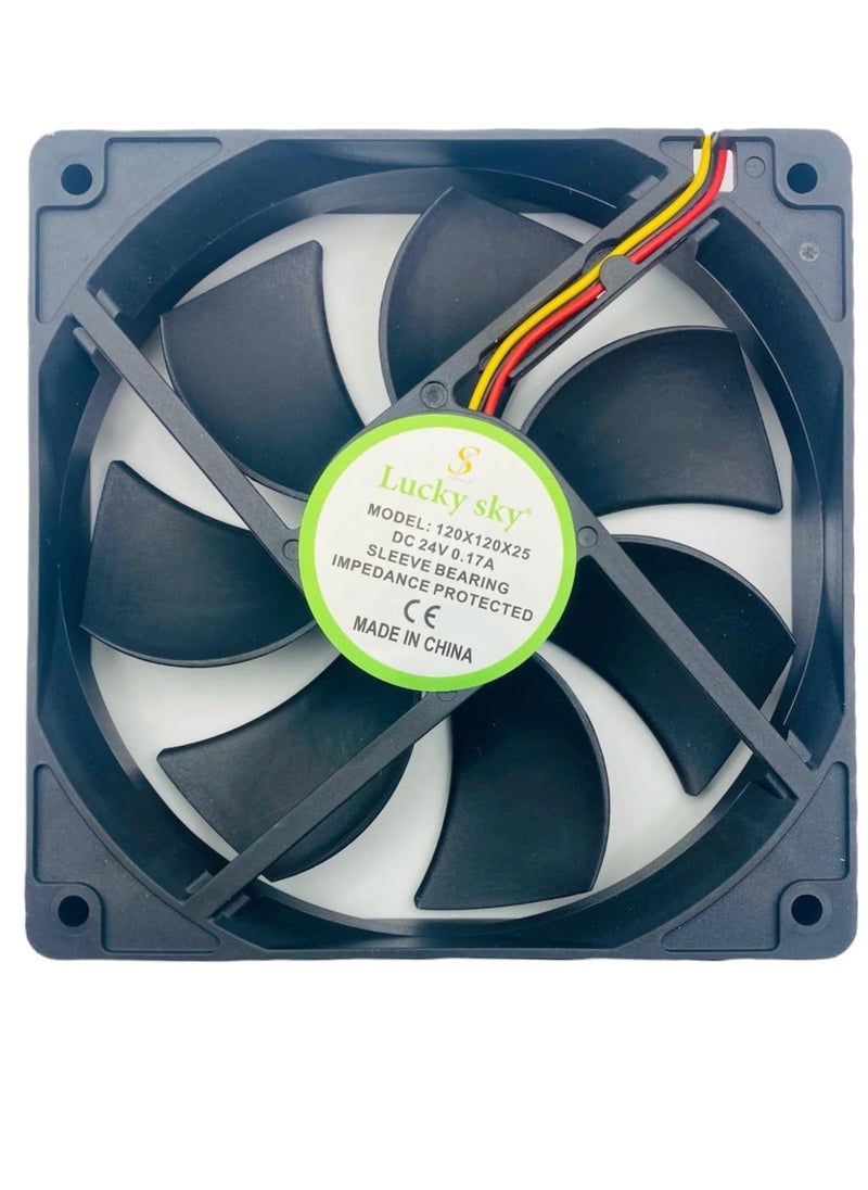 Lucky Sky - Lucky Sky Fan 120x120x25mm 24cm 120mm Computer Case Fan DC 24V Cooling Fan for Computer case 3Pin 3 Wire. - Image 1