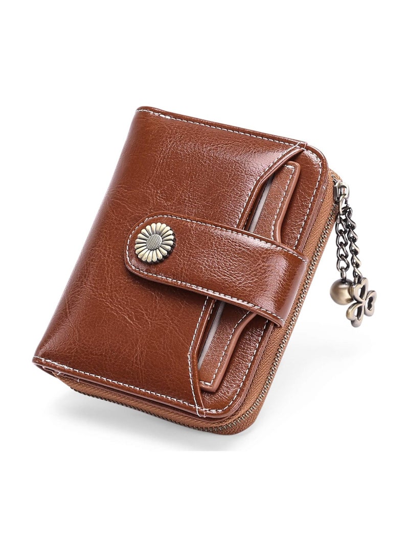 عام محفظة نسائية، محفظة نسائية صغيرة، محفظة نسائية صغيرة، محفظة جلدية بجيب بسحّاب لحجب الهوية بسحّاب - Image 1