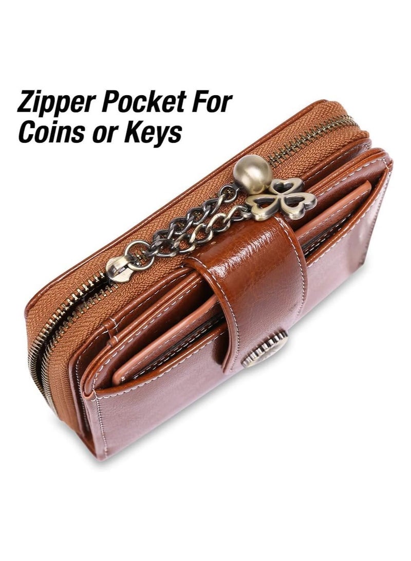 عام محفظة نسائية، محفظة نسائية صغيرة، محفظة نسائية صغيرة، محفظة جلدية بجيب بسحّاب لحجب الهوية بسحّاب - Image 3