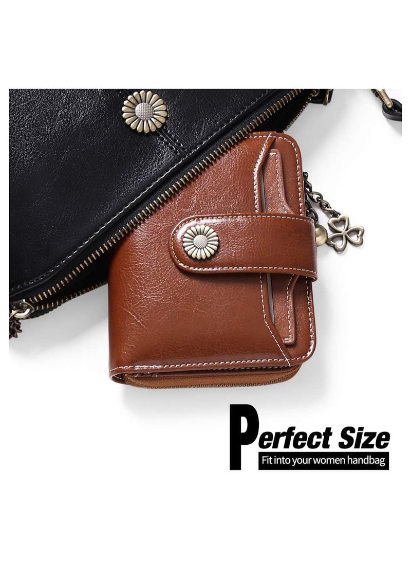 عام محفظة نسائية، محفظة نسائية صغيرة، محفظة نسائية صغيرة، محفظة جلدية بجيب بسحّاب لحجب الهوية بسحّاب - Image 2