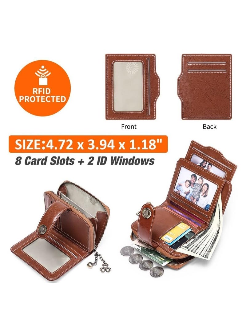 عام محفظة نسائية، محفظة نسائية صغيرة، محفظة نسائية صغيرة، محفظة جلدية بجيب بسحّاب لحجب الهوية بسحّاب - Image 5