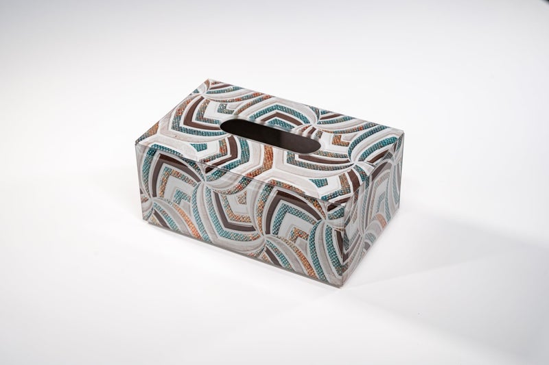 VINCA DECOR Elegance Spectrum Glass Tissue Holder | Modern Sophistication with Timeless Floral Motifs, Stylish Decorative Accent for Home & Office Decor, Coordinates with Matching Serving Tray - Image 1